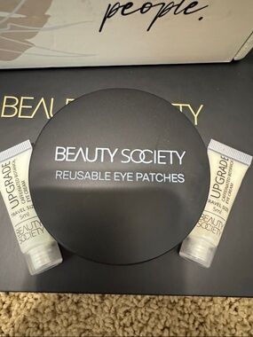 Beauty Society reusable eye patches, and Upgrade caffeinated eye cream